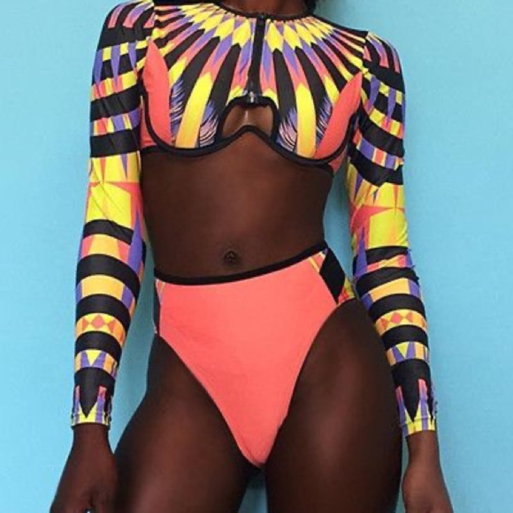 Andrea Iyamah Multicolor Geometric Swimwear